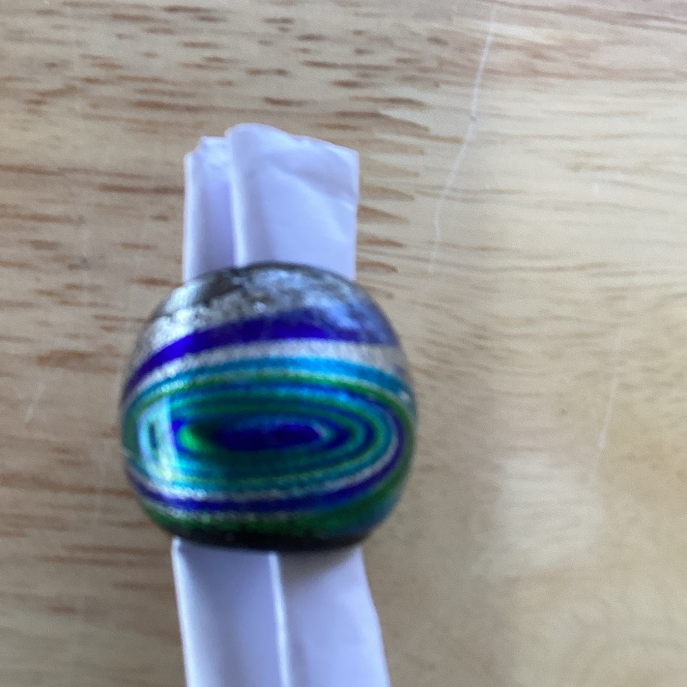 Green & Blue Swirled Glass Statement Ring